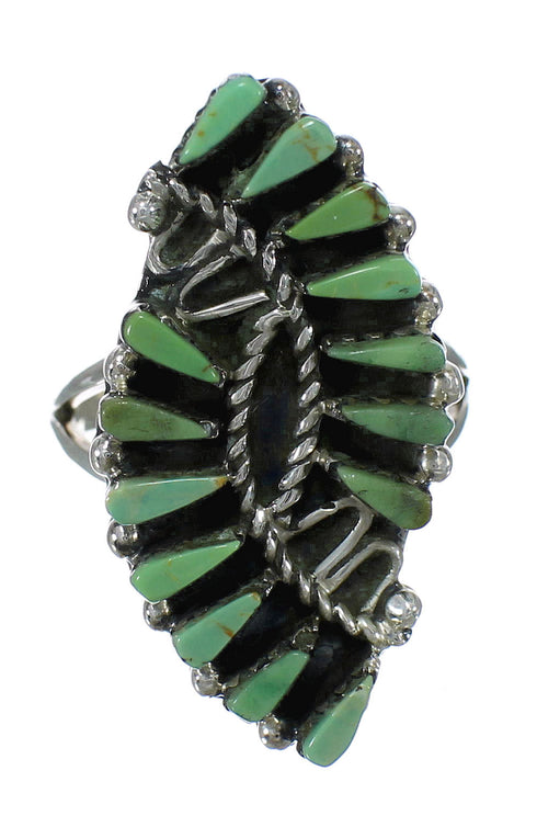 Turquoise Needlepoint Genuine Sterling Silver Ring Size 7-1/4 RX63062